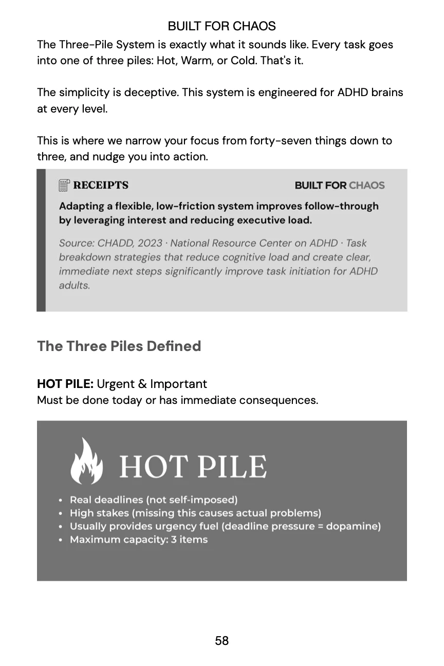Three Pile System page from Built For Chaos